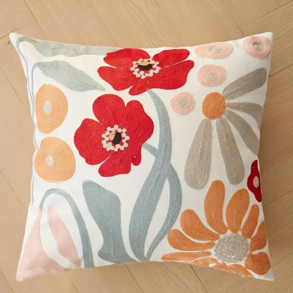 Botanical Woven Cushion Cover – Microfibre and Cotton Decorative Pillowcase