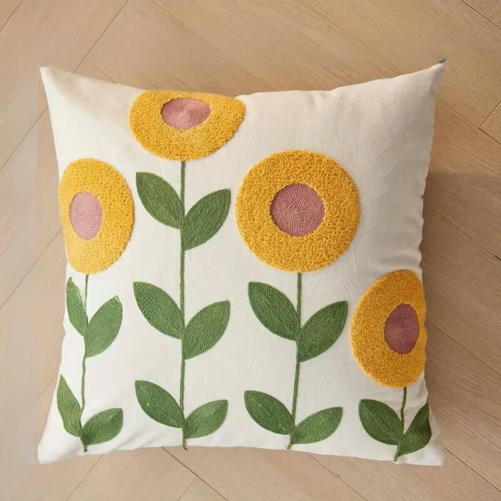Botanical Woven Cushion Cover – Microfibre and Cotton Decorative Pillowcase