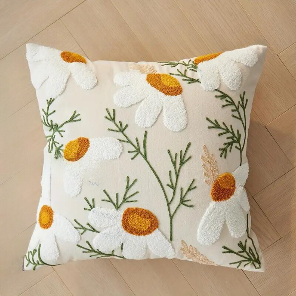 Botanical Woven Cushion Cover – Microfibre and Cotton Decorative Pillowcase