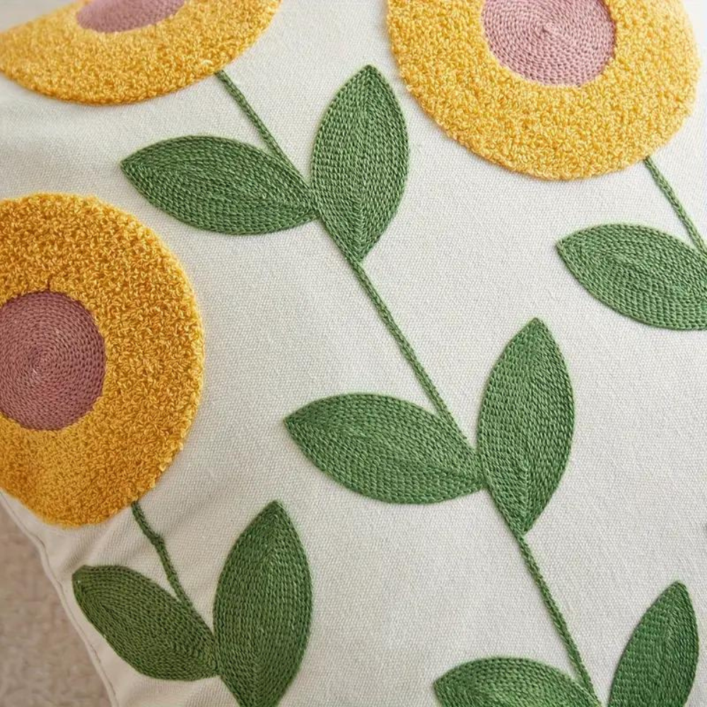 Botanical Woven Cushion Cover – Microfibre and Cotton Decorative Pillowcase