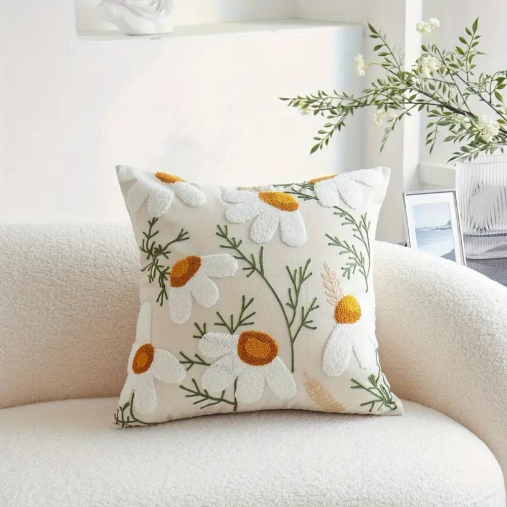 Botanical Woven Cushion Cover – Microfibre and Cotton Decorative Pillowcase