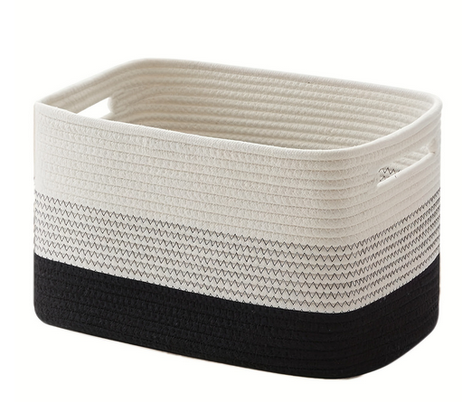 Braided Cotton Storage Basket – Rectangular Organiser with Integrated Handles