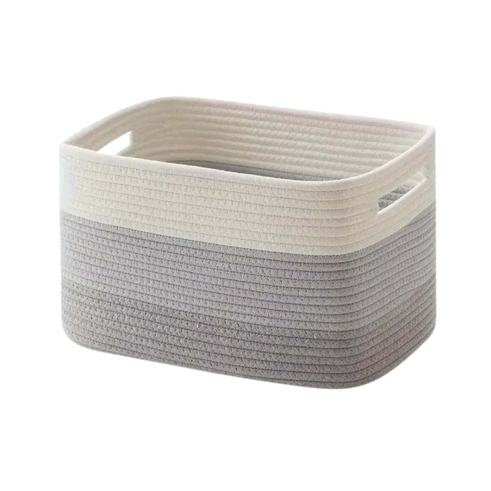 Braided Cotton Storage Basket – Rectangular Organiser with Integrated Handles