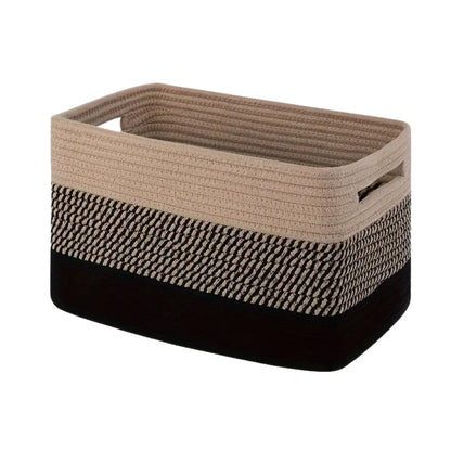 Braided Cotton Storage Basket – Rectangular Organiser with Integrated Handles
