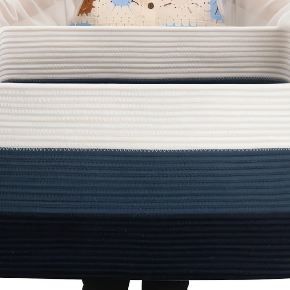Braided Cotton Storage Basket – Rectangular Organiser with Integrated Handles