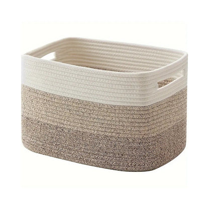 Braided Cotton Storage Basket – Rectangular Organiser with Integrated Handles