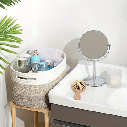 Braided Cotton Storage Basket – Rectangular Organiser with Integrated Handles