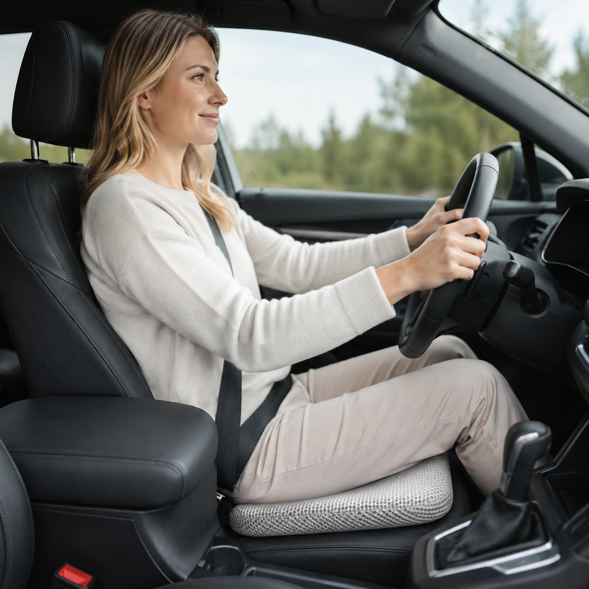 Breathable Honeycomb Car Seat Cushion with Non-Slip Base