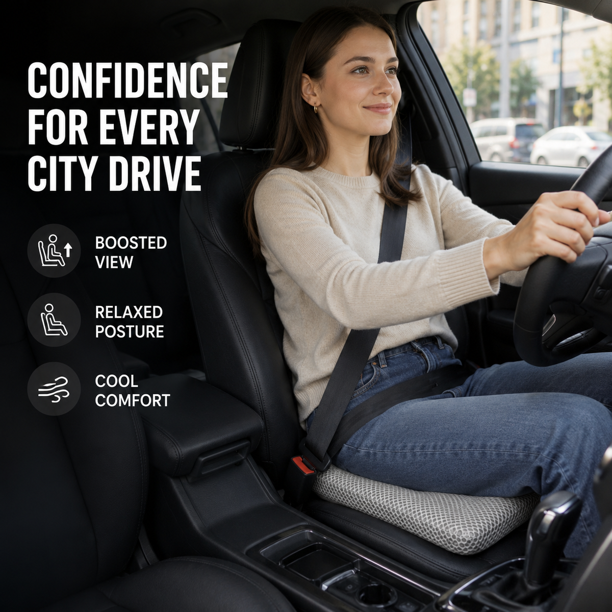 Breathable Honeycomb Car Seat Cushion with Non-Slip Base