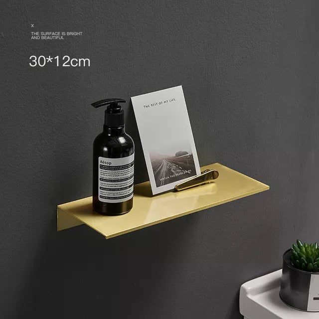Brushed Aluminium Wall Storage Shelf with Modern Minimalist Design