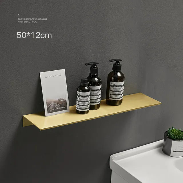 Brushed Aluminium Wall Storage Shelf with Modern Minimalist Design