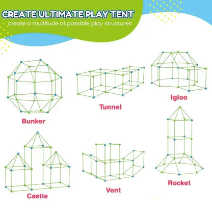 Kids Fort Building Kit Creative Construction Playset Indoor Outdoor Imaginative Toy