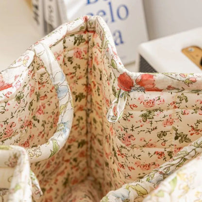 Canvas Storage Basket with Romantic Floral Pattern for Stylish Home Organisation