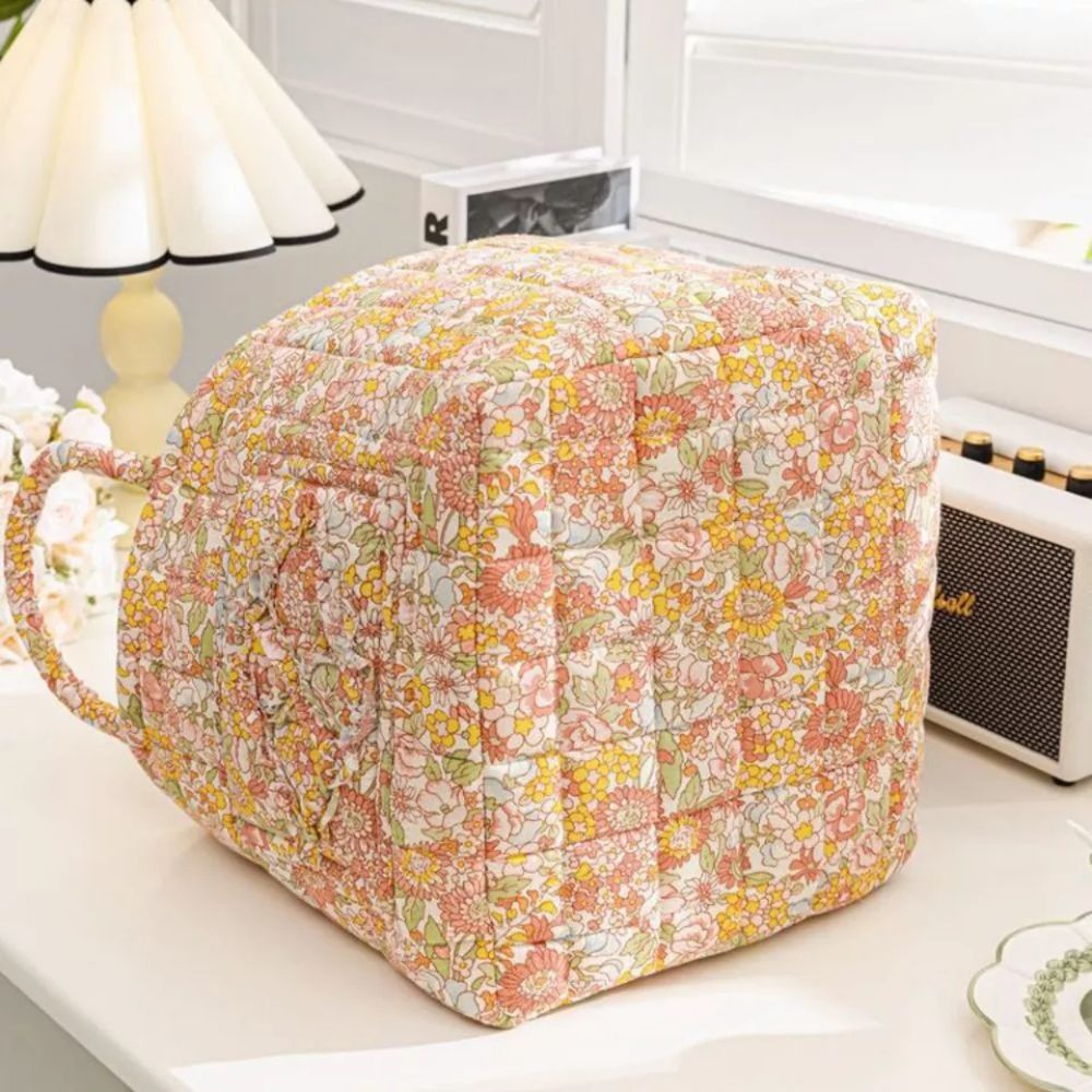 Canvas Storage Basket with Romantic Floral Pattern for Stylish Home Organisation