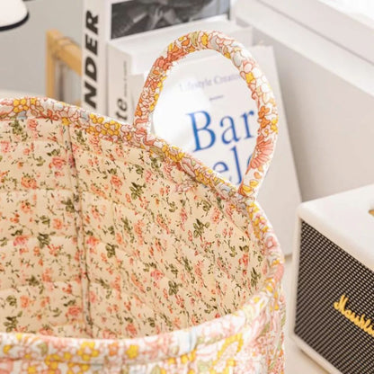 Canvas Storage Basket with Romantic Floral Pattern for Stylish Home Organisation