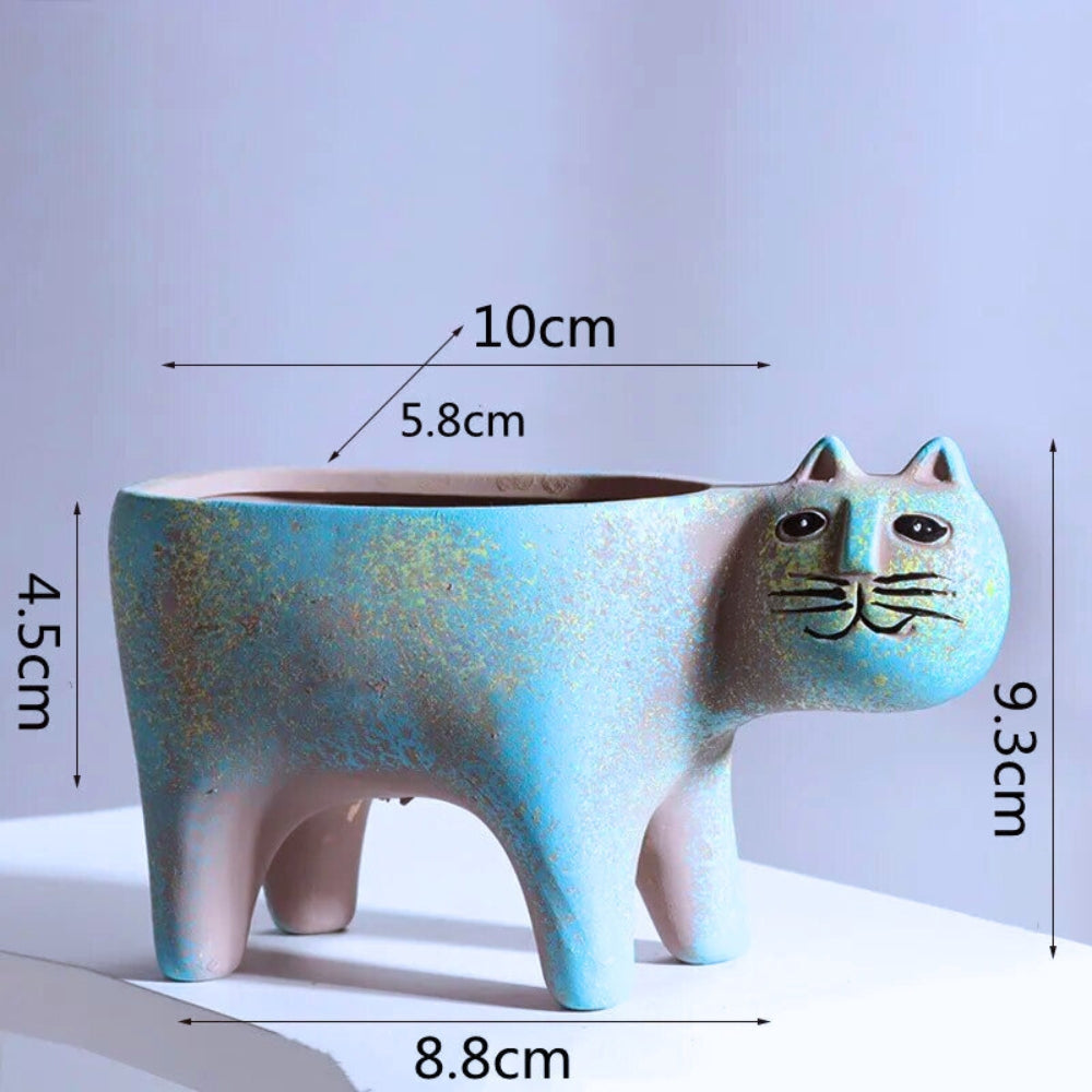 Cat-Shaped Ceramic Plant Pot for Indoor and Outdoor Plant Displays