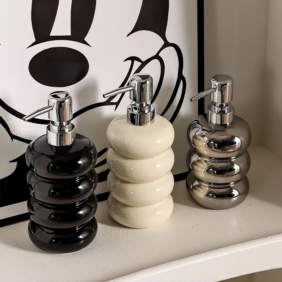 Ceramic Bubble Design Soap Dispenser for Bathroom and Kitchen Countertops
