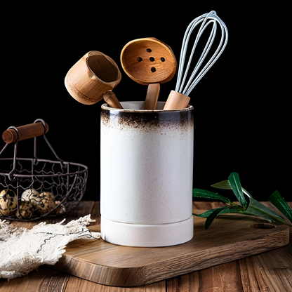Ceramic Cutlery Holder – Minimalist Kitchen Storage with Drainage Holes
