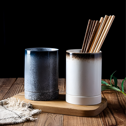 Ceramic Cutlery Holder – Minimalist Kitchen Storage with Drainage Holes