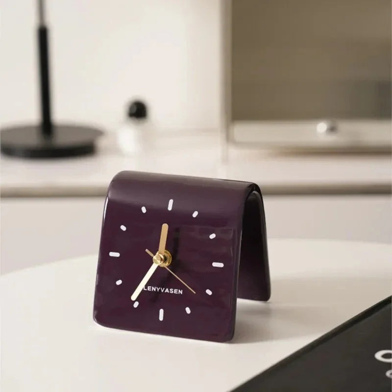 Ceramic Table Clock with Arched Case for Desk and Dresser