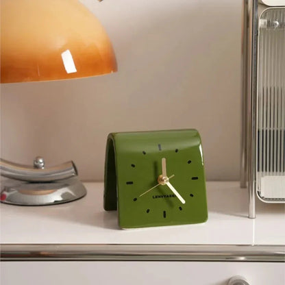 Ceramic Table Clock with Arched Case for Desk and Dresser