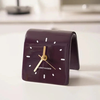 Ceramic Table Clock with Arched Case for Desk and Dresser