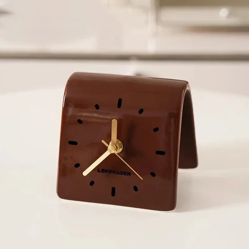 Ceramic Table Clock with Arched Case for Desk and Dresser