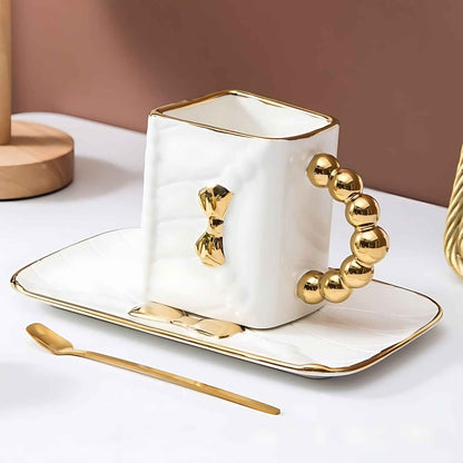 Ceramic Tea and Coffee Cup Set with Saucer and Spoon