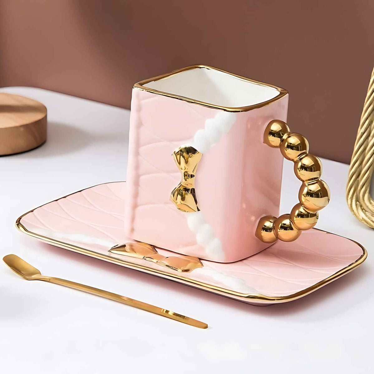 Ceramic Tea and Coffee Cup Set with Saucer and Spoon