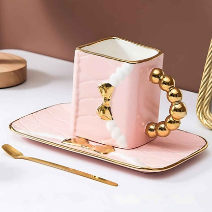 Ceramic Tea and Coffee Cup Set with Saucer and Spoon