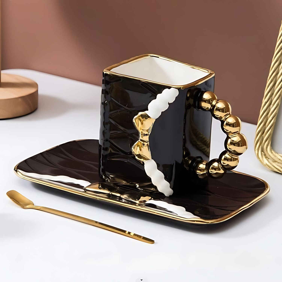 Ceramic Tea and Coffee Cup Set with Saucer and Spoon