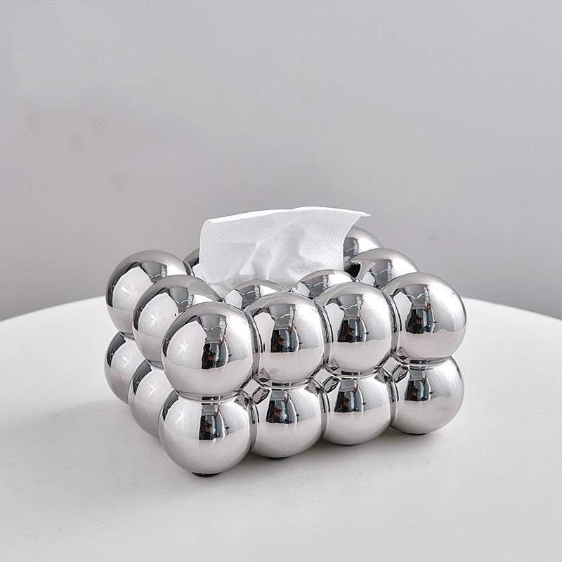 Ceramic Tissue Box with Playful Spherical Design