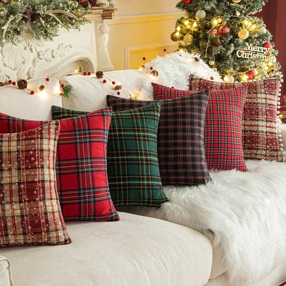 Christmas Snowflake Cushion Cover with Festive Patchwork Design