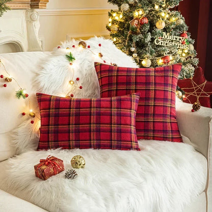 Christmas Snowflake Cushion Cover with Festive Patchwork Design