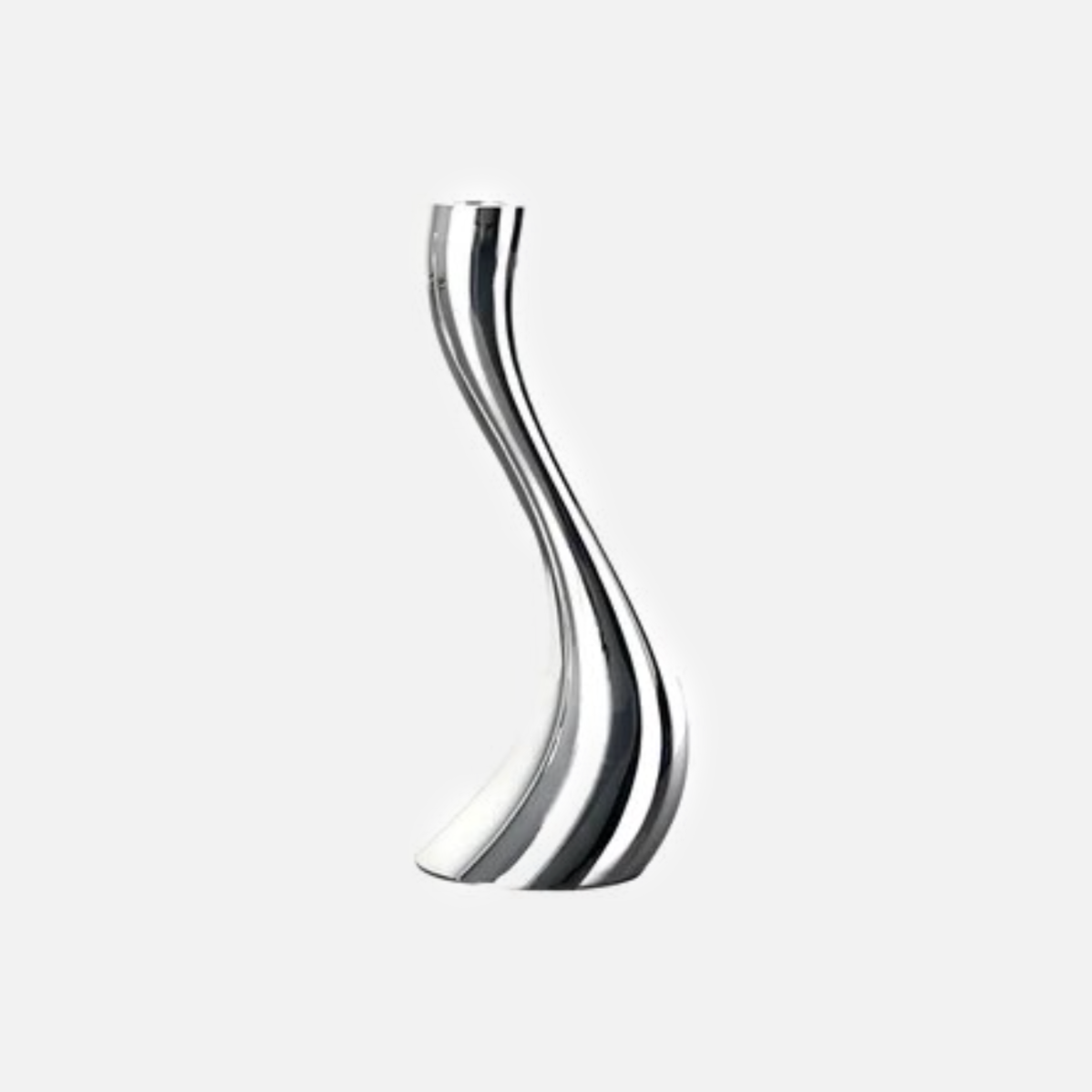 Chrome Stainless Steel Candle Holders with Elegant Wave Design