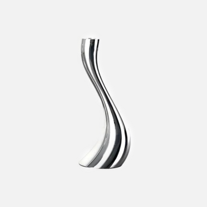 Chrome Stainless Steel Candle Holders with Elegant Wave Design