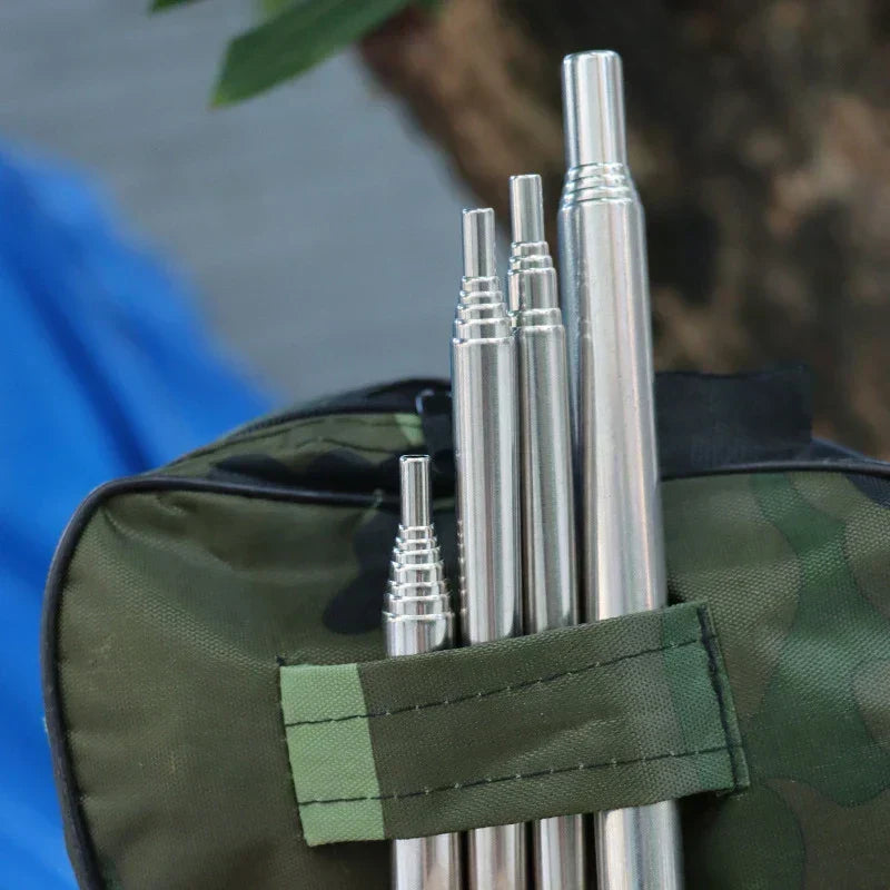 Collapsible Stainless Steel Fire Blowpipe with Telescopic Design for Camping