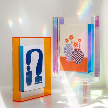Colourful Acrylic Photo Frame with Modern Design and Transparent Centre