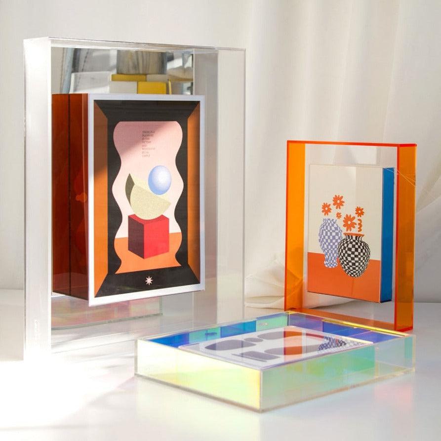 Colourful Acrylic Photo Frame with Modern Design and Transparent Centre