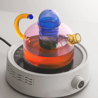 Colourful Borosilicate Glass Tea Set with Artistic Design