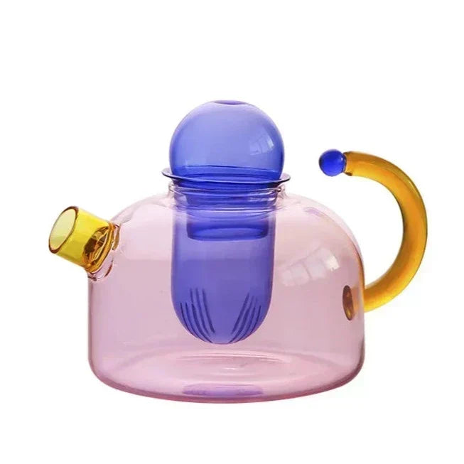 Colourful Borosilicate Glass Tea Set with Artistic Design
