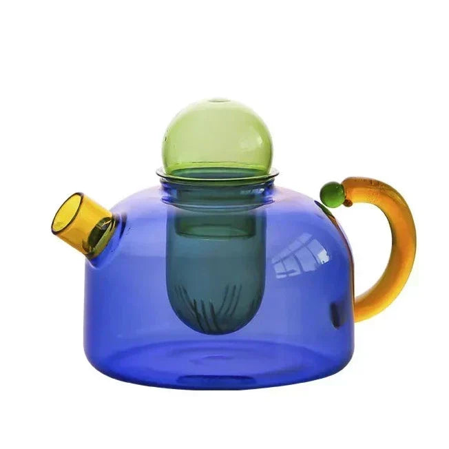 Colourful Borosilicate Glass Tea Set with Artistic Design