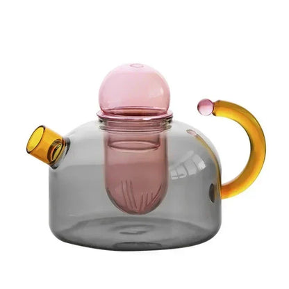 Colourful Borosilicate Glass Tea Set with Artistic Design