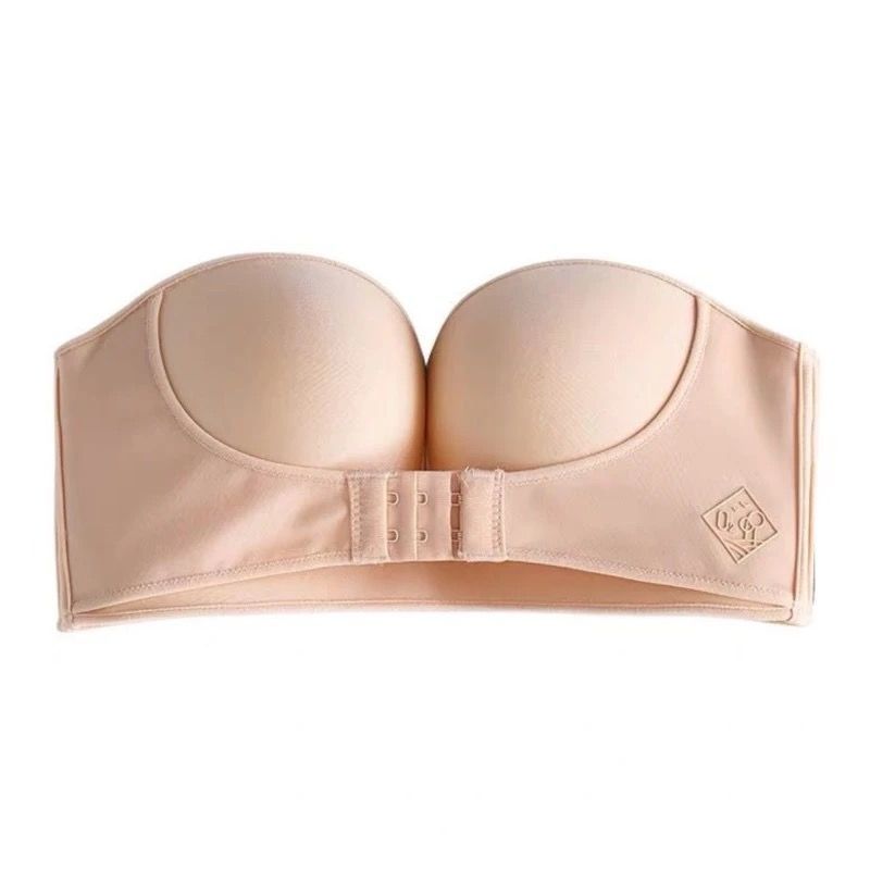 Comfortable Strapless Bra with Double Front Closure and Non-Slip Design