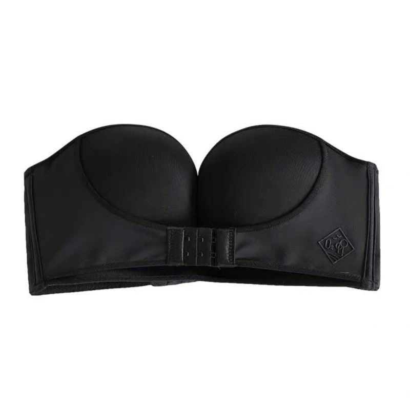 Comfortable Strapless Bra with Double Front Closure and Non-Slip Design