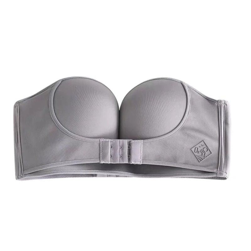 Comfortable Strapless Bra with Double Front Closure and Non-Slip Design