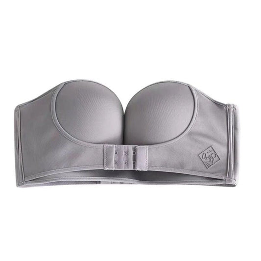 Comfortable Strapless Bra with Double Front Closure and Non-Slip Design