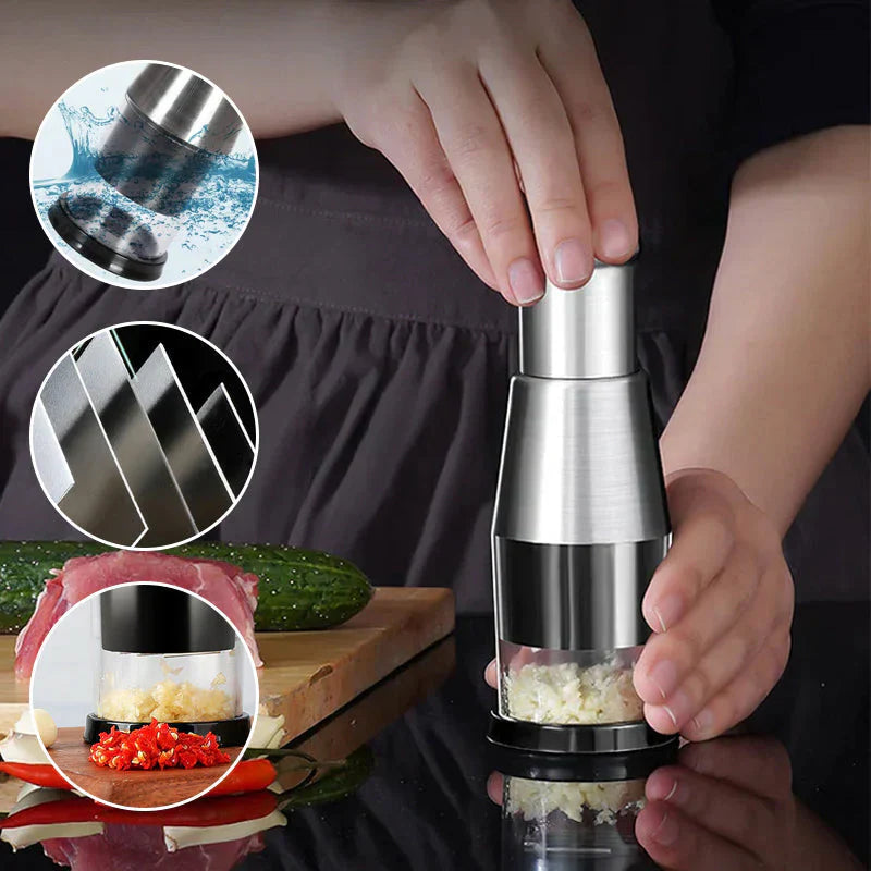 Compact Stainless Steel Garlic Chopper for Quick and Convenient Food Preparation