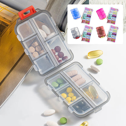 Compact Travel Pill Organiser with 10 Compartments and Labels