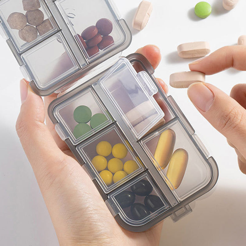 Compact Travel Pill Organiser with 10 Compartments and Labels